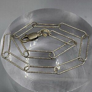 Textured Paperclip Chain Bracelet Marked BS Italy 925 Sterling Silver Gold Wash